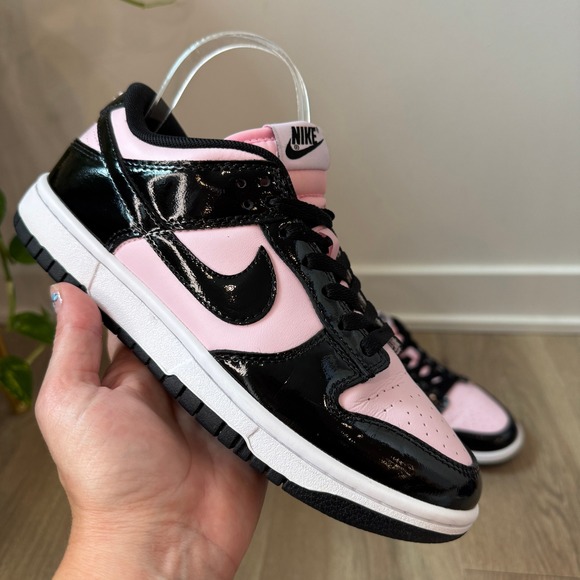 Nike Shoes - Nike Dunk Low Pink Black Patent Leather Sneakers DJ9955-600 Womens Shoes Size 7